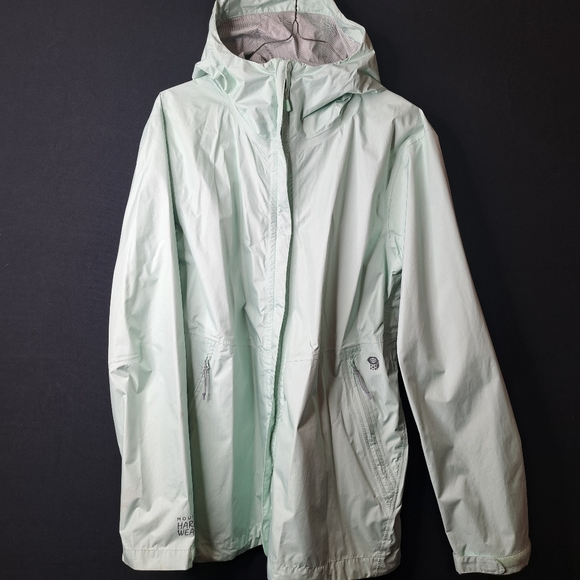 Mountain Hardwear Rain Jacket Women's Large Teal Blue Waterproof Outdoor - Picture 8 of 8